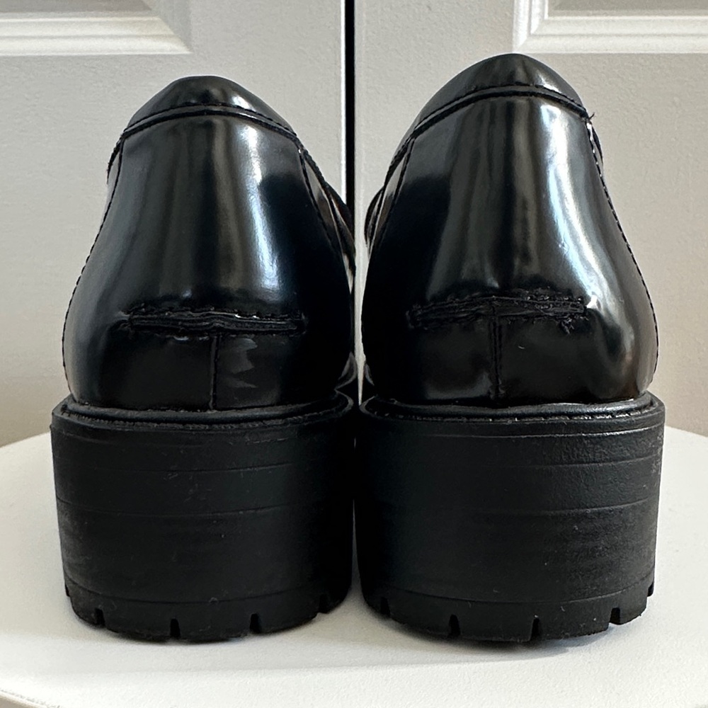 Sam Edelman Black Tully 2” Log Sole Slip-on Patent Calf Leather Loafers Size 9 - Picture 5 of 12